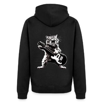 Funny Cat Playing Guitar Instruments Awesome - Unisex Premium Organic Zip Hoodie - black - Back - Nico (187cm)