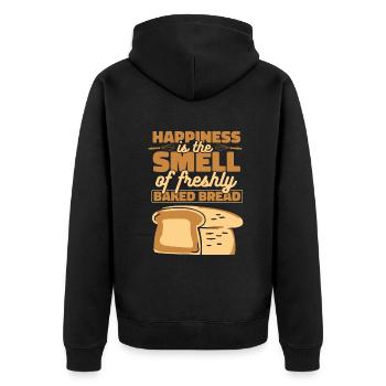 Happiness Is The Smell Of Freshly Baked Bread - Unisex Premium Organic Zip Hoodie - black - Back - Nico (187cm)