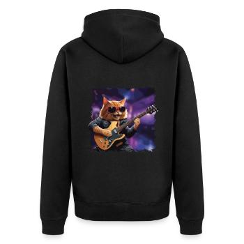 Drôle Chat Joue Guitare Instruments Mignon - Veste à capuche bio Premium Unisexe - noir - Dos - Nico (187cm)