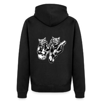 Two Cat Plays Guitar Instruments Rock Cute - Unisex Premium Organic Zip Hoodie - black - Back - Nico (187cm)