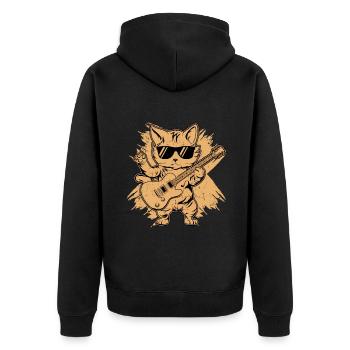 Metal Cat Plays Acoustic Guitar Rock Cute Kitten - Unisex Premium Organic Zip Hoodie - black - Back - Nico (187cm)