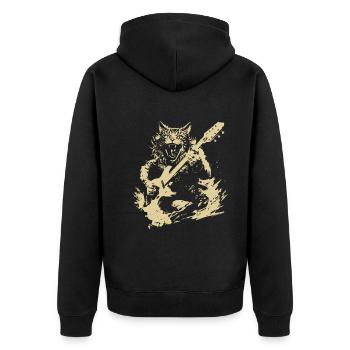 Meow Cat jouant des instruments de guitare génial - Veste à capuche bio Premium Unisexe - noir - Dos - Nico (187cm)