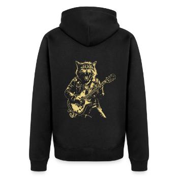 Miaou Chat Jouant Des Instruments De Guitare Dessin Animé - Veste à capuche bio Premium Unisexe - noir - Dos - Nico (187cm)