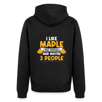 Ich mag Ahornbaum Klopfen Ahornbaum Ahornblatt - Unisex Premium Bio Zip Hoodie - Schwarz - Hinten - Nico (187cm)
