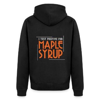Positive Maple Syrup Tapping Tree Maple Leaf - Unisex Premium Organic Zip Hoodie - black - Back - Nico (187cm)