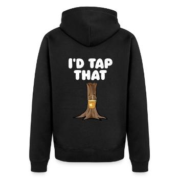 Ich würde diesen Baumahorn klopfen Baumahornblatt - Unisex Premium Bio Zip Hoodie - Schwarz - Hinten - Nico (187cm)