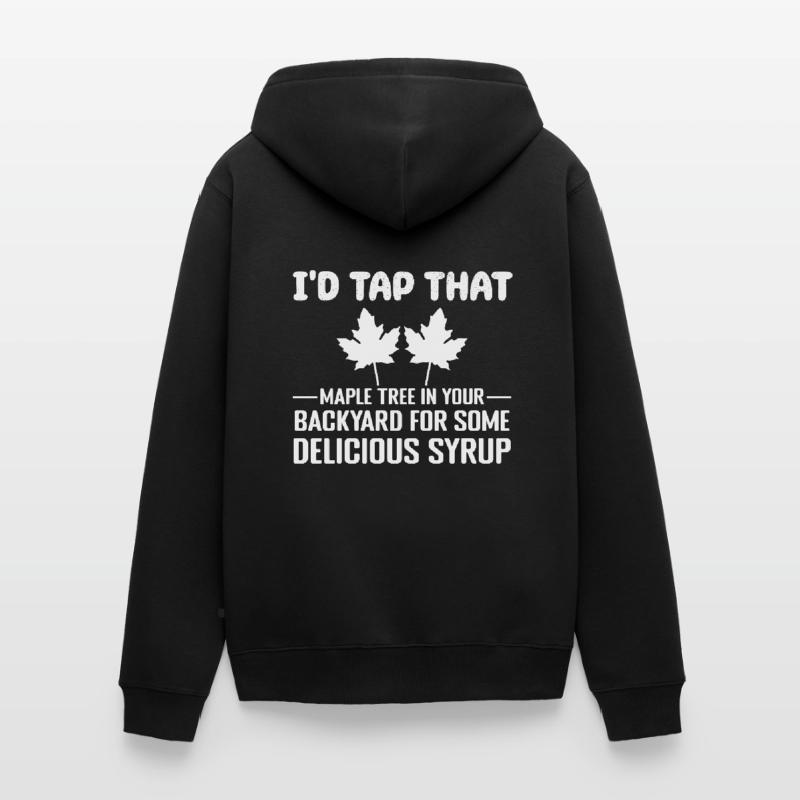 Appuyez sur cet érable Tapping Maple Tree Maple Leaf Veste à capuche bio Premium Unisexe