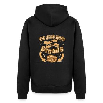 Nur hier, um Brote zu backen Brotbackautomat Brotteig - Unisex Premium Bio Zip Hoodie - Schwarz - Hinten - Nico (187cm)