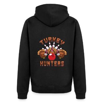 Truthahnjäger Truthahn Bowling Thanksgiving - Unisex Premium Bio Zip Hoodie - Schwarz - Hinten - Nico (187cm)
