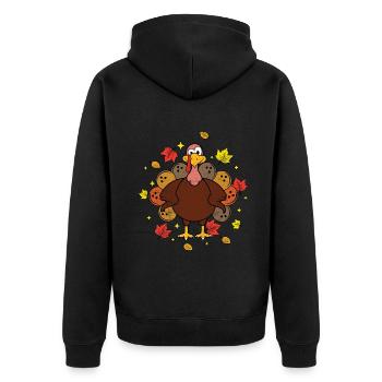 Dankbares Truthahn-Bowling passend zu Thanksgiving - Unisex Premium Bio Zip Hoodie - Schwarz - Hinten - Nico (187cm)