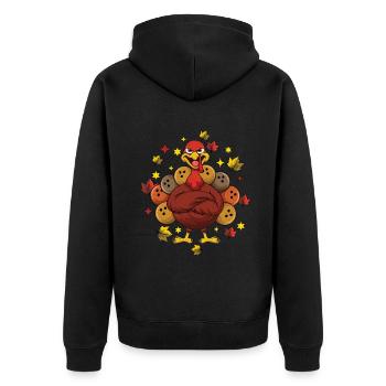 Dankbarer Truthahn Bowling Pin Passend zu Thanksgiving - Unisex Premium Bio Zip Hoodie - Schwarz - Hinten - Nico (187cm)