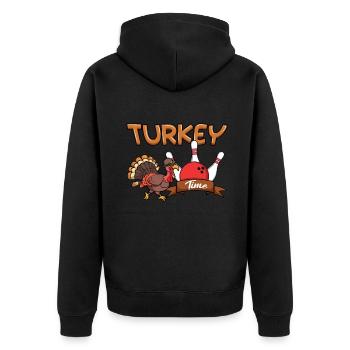 Truthahnzeit Truthahn Bowling Thanksgiving - Unisex Premium Bio Zip Hoodie - Schwarz - Hinten - Nico (187cm)