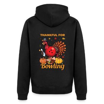 Reconnaissant pour le bowling quilles de Thanksgiving - Veste à capuche bio Premium Unisexe - noir - Dos - Nico (187cm)