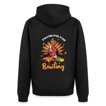 Reconnaissant pour le bowling Bowling Thanksgiving Automne - Veste à capuche bio Premium Unisexe - noir - Dos - Nico (187cm)