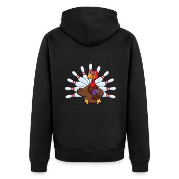 Chasseurs de dinde Thanksgiving Bowling de dinde - Veste à capuche bio Premium Unisexe - noir - Dos - Nico (187cm)