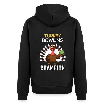 Champion de bowling de dinde Bowling Thanksgiving - Veste à capuche bio Premium Unisexe - noir - Dos - Nico (187cm)