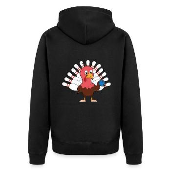 Cute Turkey Thanksgiving Turkey Bowling - Unisex Premium Organic Zip Hoodie - black - Back - Nico (187cm)