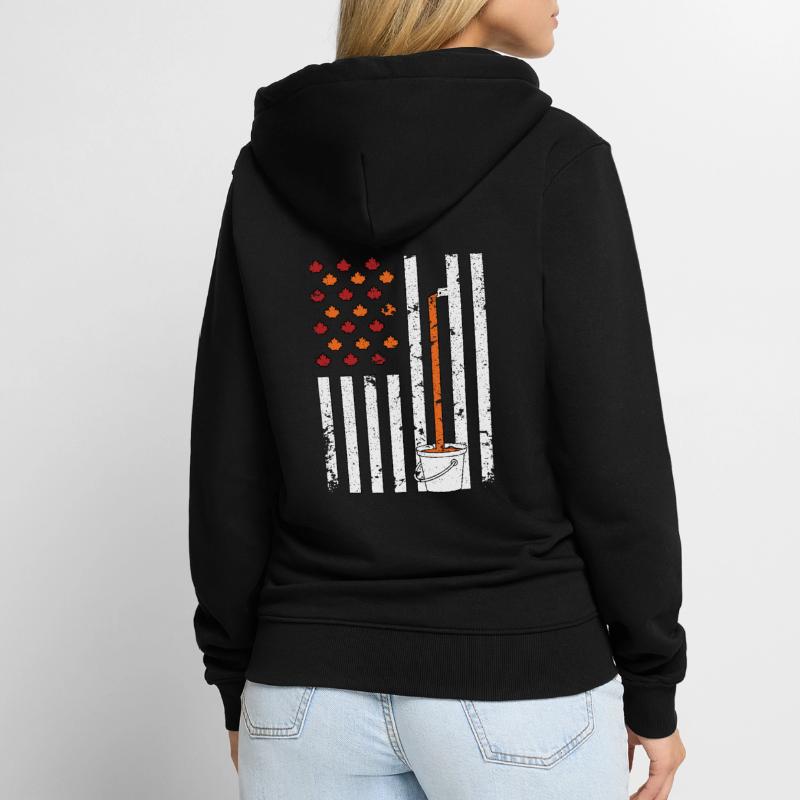Maple Tapping Flag Maple Tree Maple Leaf Unisex Premium Organic Zip Hoodie