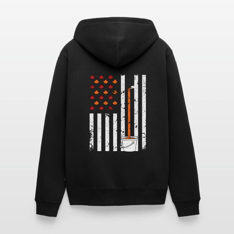 Maple Tapping Flag Maple Tree Maple Leaf Unisex Premium Organic Zip Hoodie