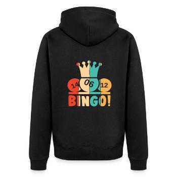 Retro Daubers Professioneller Anrufer Bingo Liebhaber - Unisex Premium Bio Zip Hoodie - Schwarz - Hinten - Nico (187cm)