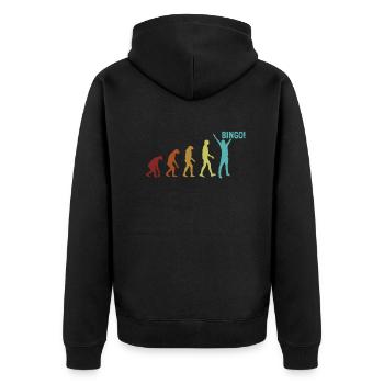 Bingo Evolution Professioneller Anrufer Daubers Bingo - Unisex Premium Bio Zip Hoodie - Schwarz - Hinten - Nico (187cm)
