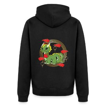Lustiges chinesisches Neujahrsfest des Drachen chinesisches Tierkreiszeichen - Unisex Premium Bio Zip Hoodie - Schwarz - Hinten - Nico (187cm)