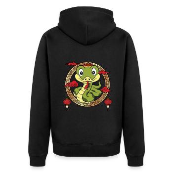 Funny Chinese New Year Of Snake Chinese Zodiac - Unisex Premium Organic Zip Hoodie - black - Back - Nico (187cm)