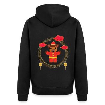 Funny Chinese New Year Of The Horse Chinese Zodiac - Unisex Premium Organic Zip Hoodie - black - Back - Nico (187cm)