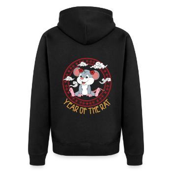 Year Of The Rat Cute Chinese Kawaii Chinese - Unisex Premium Organic Zip Hoodie - black - Back - Nico (187cm)