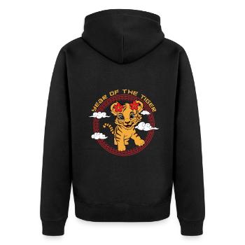 Année Du Tigre Mignon Chinois Kawaii Nouvel An Chinois - Veste à capuche bio Premium Unisexe - noir - Dos - Nico (187cm)