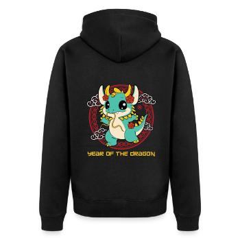 Année Du Dragon Zodiaque Mignon Kawaii Nouvel An - Veste à capuche bio Premium Unisexe - noir - Dos - Nico (187cm)