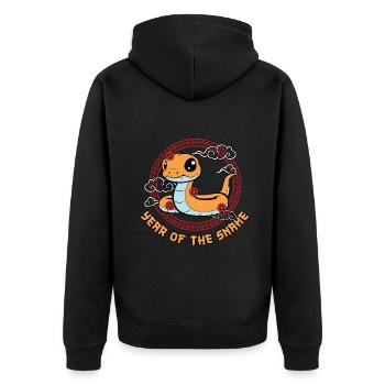 Année Du Serpent Kawaii Zodiac Nouvel An Chinois - Veste à capuche bio Premium Unisexe - noir - Dos - Nico (187cm)