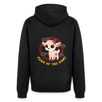 Year Of Goat Cute Zodiac Kawaii New Year - Unisex Premium Organic Zip Hoodie - black - Back - Nico (187cm)
