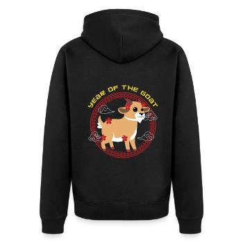 Year Of The Goat Cute Kawaii Chinese New Year - Unisex Premium Organic Zip Hoodie - black - Back - Nico (187cm)