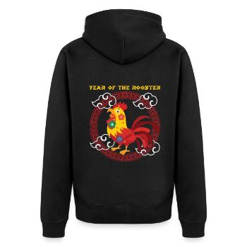 Année du Coq Kawaii Zodiac Nouvel An Chinois - Veste à capuche bio Premium Unisexe - noir - Dos - Nico (187cm)