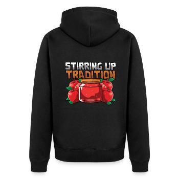Stirring Up Tradition Apple Butter Picker Apple - Unisex Premium Organic Zip Hoodie - black - Back - Nico (187cm)