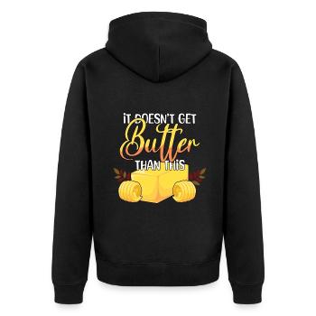 Doesn't Get Butter Apple Butter Picker Apple - Unisex Premium Organic Zip Hoodie - black - Back - Nico (187cm)