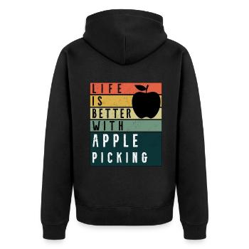 Life Is Better With Apple Picking Retro - Unisex Premium Organic Zip Hoodie - black - Back - Nico (187cm)