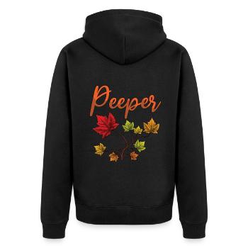 Peeper Laub Blatt Peeping - Unisex Premium Bio Zip Hoodie - Schwarz - Hinten - Nico (187cm)