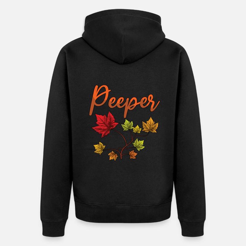 Peeper Laub Blatt Peeping - Unisex Premium Bio Zip Hoodie - Schwarz
