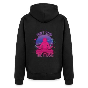 Don't Stop The Music Hard Techno Dark Tekno - Unisex Premium Bio Zip Hoodie - Schwarz - Hinten - Nico (187cm)