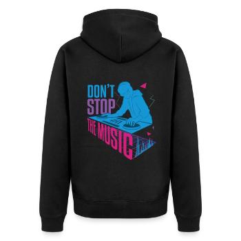 Don't Stop The Music DJ Hard Techno Dark Tekno - Unisex Premium Bio Zip Hoodie - Schwarz - Hinten - Nico (187cm)