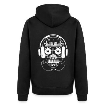 DJ Skeleton Hard Techno Dark Tekno - Unisex Premium Organic Zip Hoodie - black - Back - Nico (187cm)