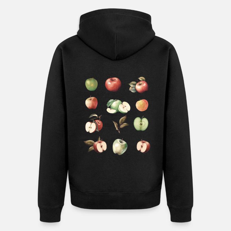 Verschiedene Apfelsorten - Unisex Premium Bio Zip Hoodie - Schwarz