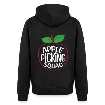 Apfelpflückertrupp Apfelpflücker Erntezeit - Unisex Premium Bio Zip Hoodie - Schwarz - Hinten - Nico (187cm)