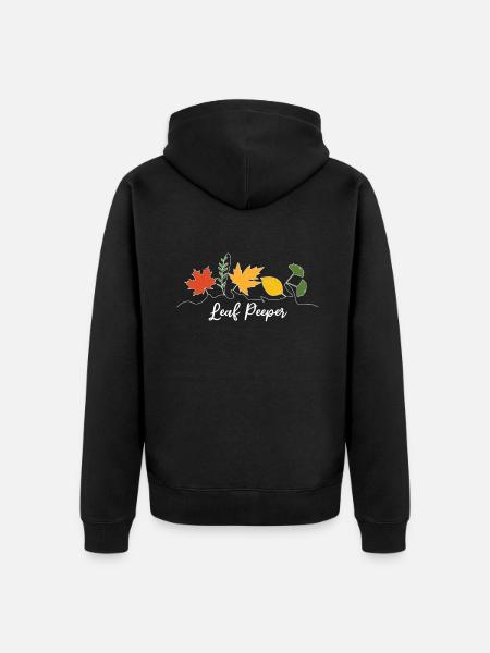 Blatt-Peeper Kawaii Laub Blatt-Peeping - Unisex Premium Bio Zip Hoodie - Schwarz