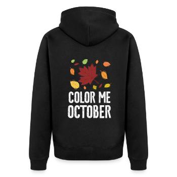 Color Me Oktober Blatt Peeper Laub Leaf Peeping - Unisex Premium Bio Zip Hoodie - Schwarz - Hinten - Nico (187cm)