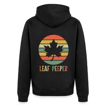 Blatt Peeper Laub Leaf Peeping Retro Vintage - Unisex Premium Bio Zip Hoodie - Schwarz - Hinten - Nico (187cm)