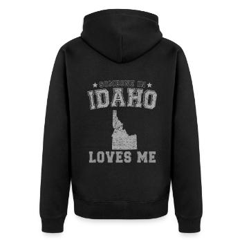 Jemand in Idaho liebt mich Grunge - Unisex Premium Bio Zip Hoodie - Schwarz - Hinten - Nico (187cm)
