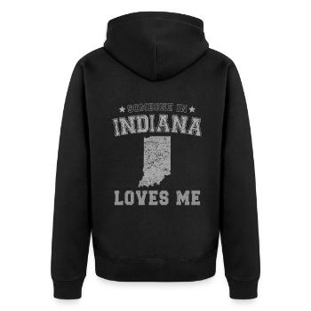 Quelqu’un dans l’Indiana m’aime Grunge - Veste à capuche bio Premium Unisexe - noir - Dos - Nico (187cm)